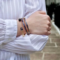 Skinny Bee Cobalt & Gold Bangle | Halcyon Days