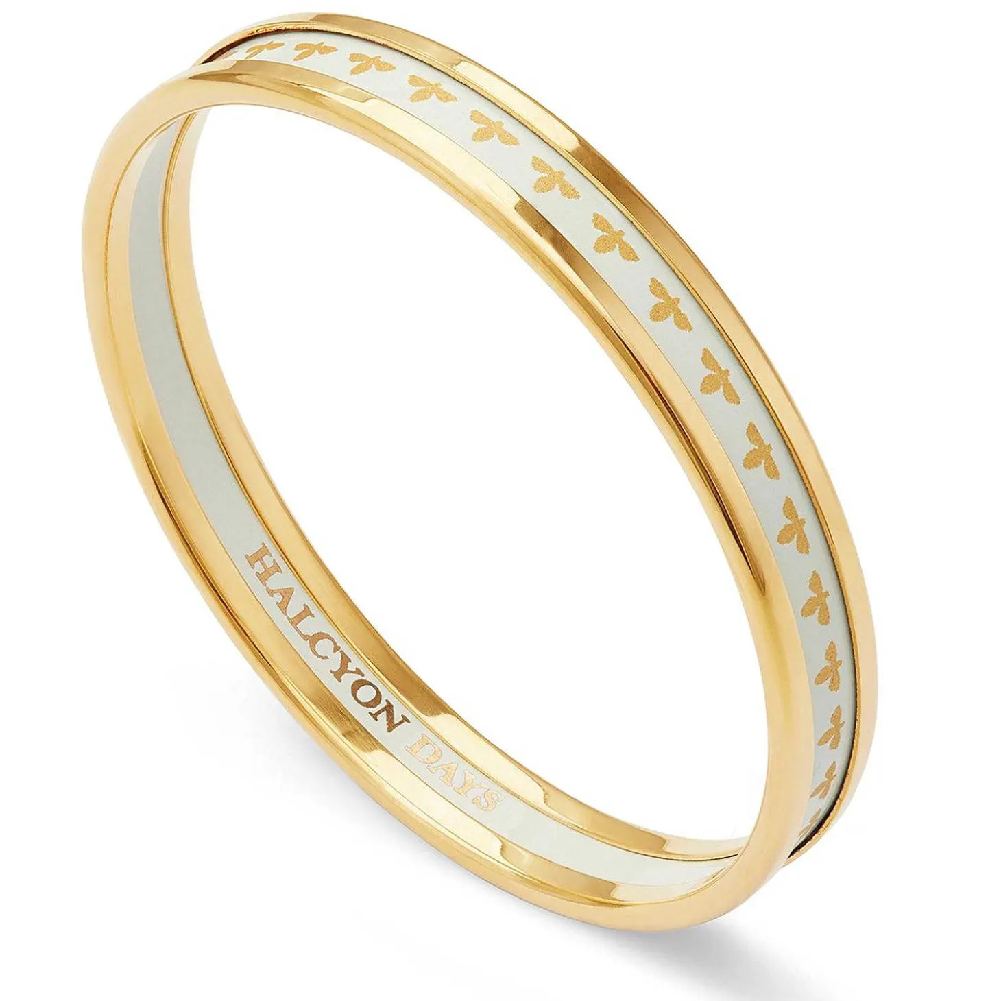 Skinny Bee Cream & Gold Enamel Bangle | Halcyon Days