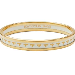 Skinny Bee Cream & Gold Enamel Bangle | Halcyon Days