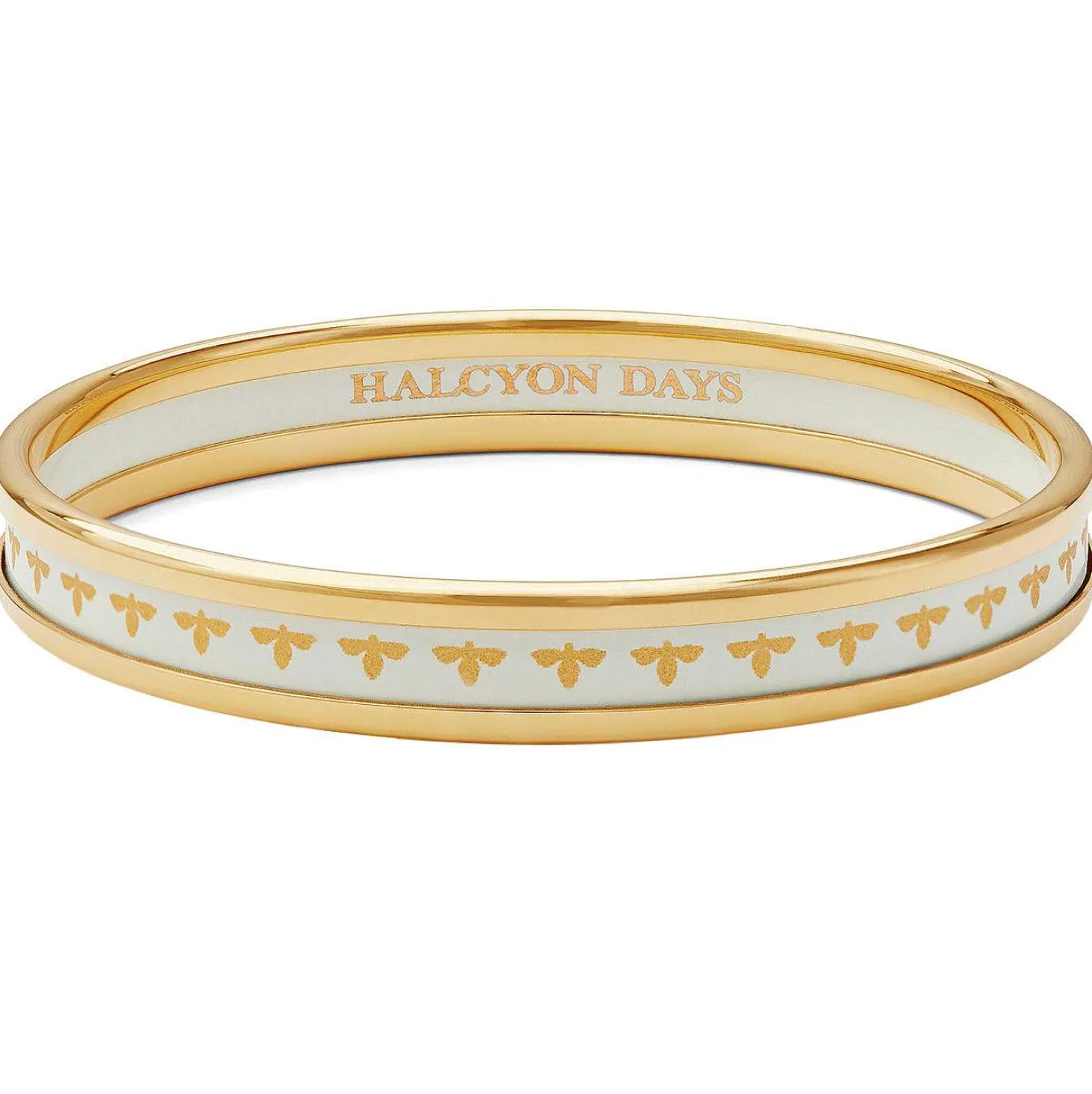 Skinny Bee Cream & Gold Enamel Bangle | Halcyon Days