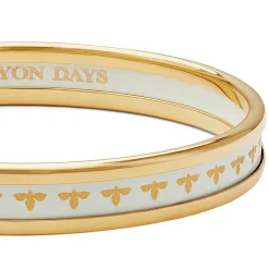 Skinny Bee Cream & Gold Enamel Bangle | Halcyon Days