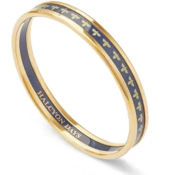 Skinny Bee Navy & Gold Enamel Bangle | Halcyon Days