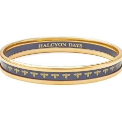 Skinny Bee Navy & Gold Enamel Bangle | Halcyon Days