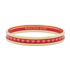 Skinny Bee Red & Gold Enamel Bangle | Halcyon Days
