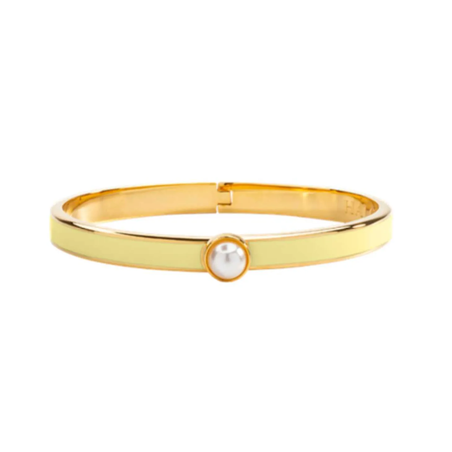 Skinny Cabochon Pearl Buttercup Gold Bangle | Halcyon Days
