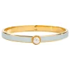 Skinny Cabochon Pearl Forget-Me-Not & Gold Bangle