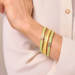 Skinny Cabochon Pearl Meadow & Gold Bangle