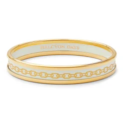 Skinny Chain Cream & Gold Enamel Bangle