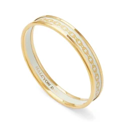 Skinny Chain Cream & Gold Enamel Bangle