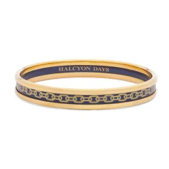 Skinny Chain Navy & Gold Enamel Bangle