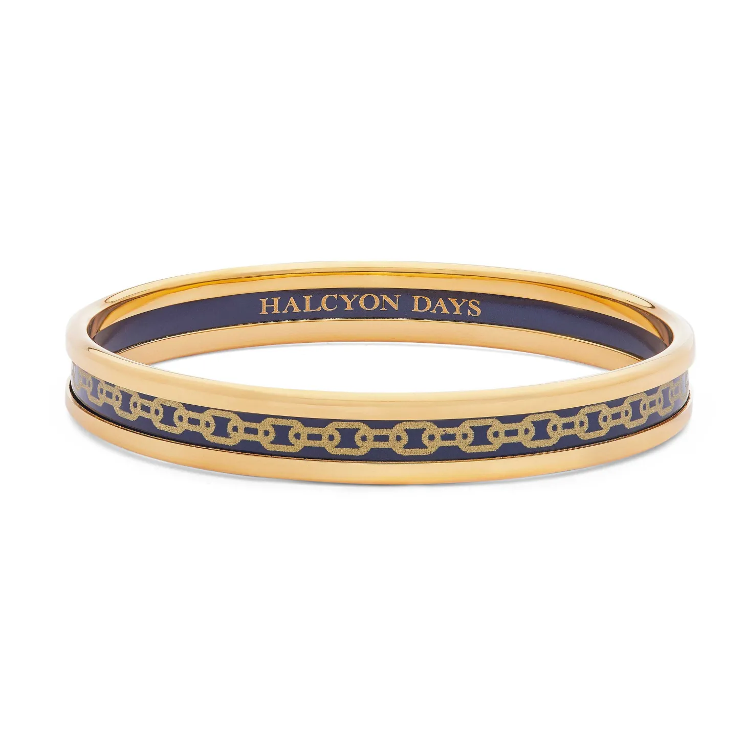 Skinny Chain Navy & Gold Enamel Bangle