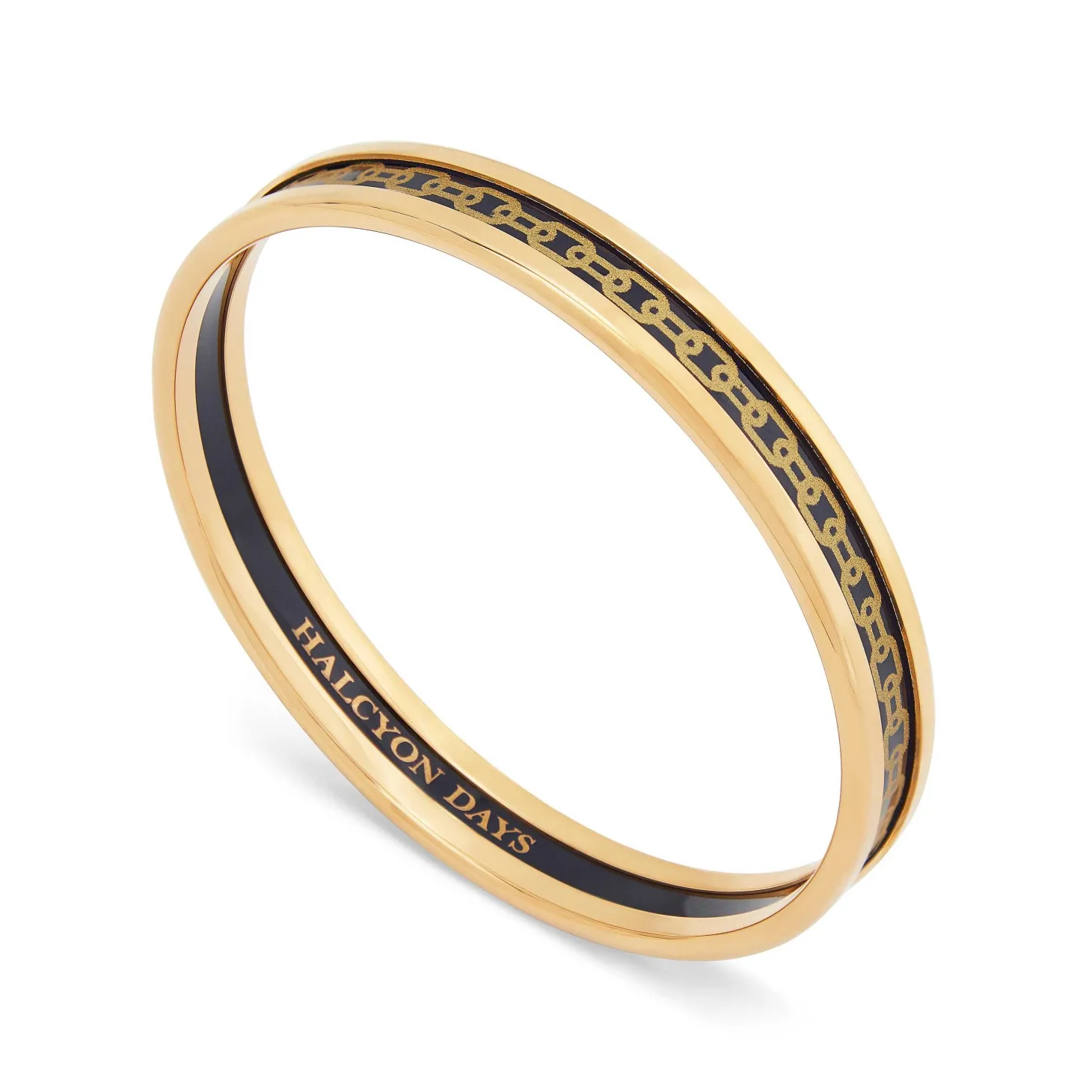Skinny Chain Navy & Gold Enamel Bangle