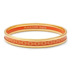 Skinny Chain Orange & Gold Enamel Bangle