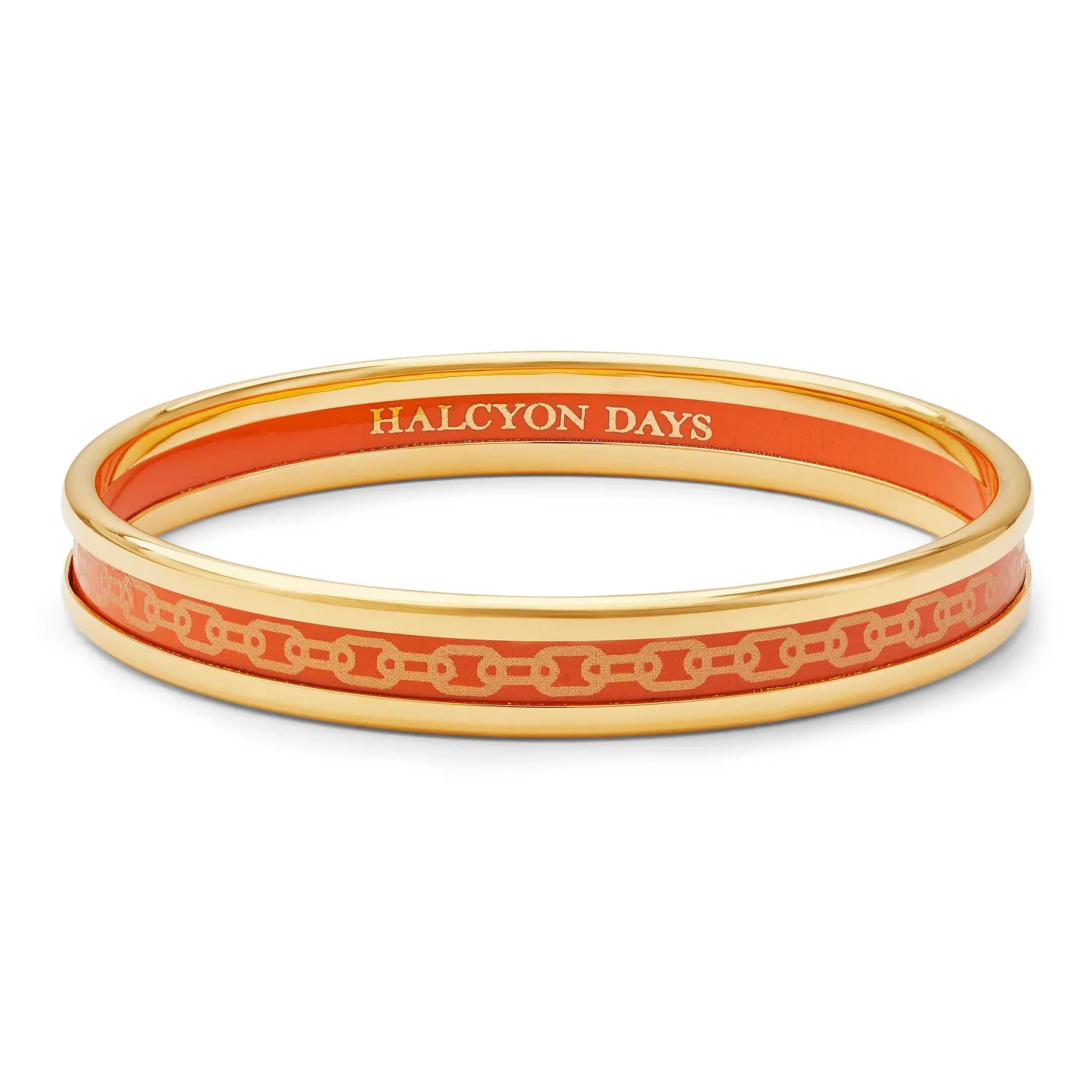 Skinny Chain Orange & Gold Enamel Bangle