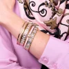 Skinny Chain Pale Pink & Gold Enamel Bangle | Halcyon Days