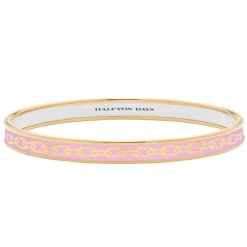 Skinny Chain Pale Pink & Gold Enamel Bangle | Halcyon Days