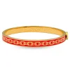 Skinny Chain Red & Gold Hinged Enamel Bangle | Halcyon Days