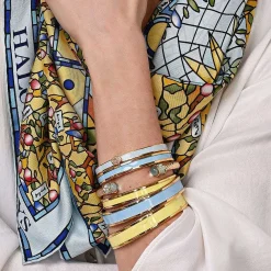 Skinny Forget-Me-Not & Gold Enamel Bangle | Halcyon Days