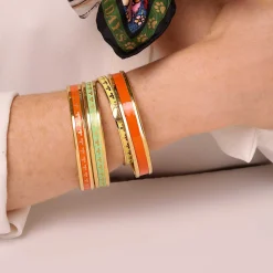 Skinny Orange & Gold Enamel Bangle | Halcyon Days