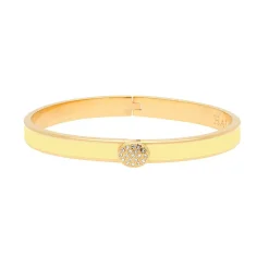 Skinny Pave Button Buttercup Gold Bangle | Halcyon Days