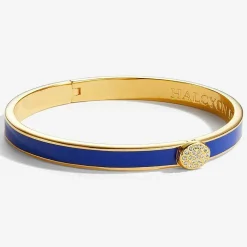 Skinny Pave Button Cobalt & Gold Bangle | Halcyon Days