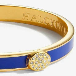 Skinny Pave Button Cobalt & Gold Bangle | Halcyon Days