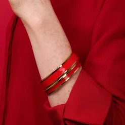 Skinny Red & Gold Enamel Bangle | Halcyon Days