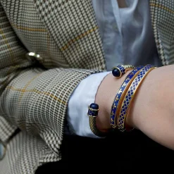 Skinny Salamander Cobalt Gold Bangle | Halcyon Days