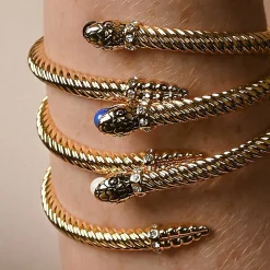 Snake Twist Black & Gold Bangle | Halcyon Days