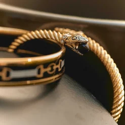 Snake Twist Black & Gold Bangle | Halcyon Days