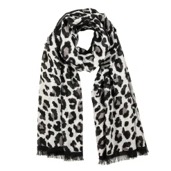 Snow Leopard Print Wool Silk Scarf | Halcyon Days