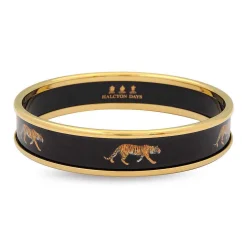 Tiger Black & Gold Enamel Bangle