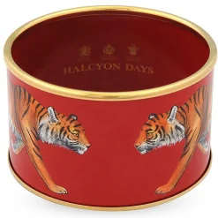 Tiger Red & Gold Enamel Cuff Bangle | Halcyon Days