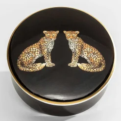 Twin Leopard Black Trinket Box | Halcyon Days