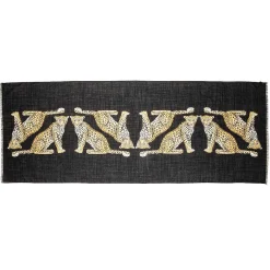 Twin Leopard Black Wool Silk Scarf | Halcyon Days