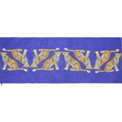 Twin Leopards Cobalt Wool Silk Scarf | Halcyon Days