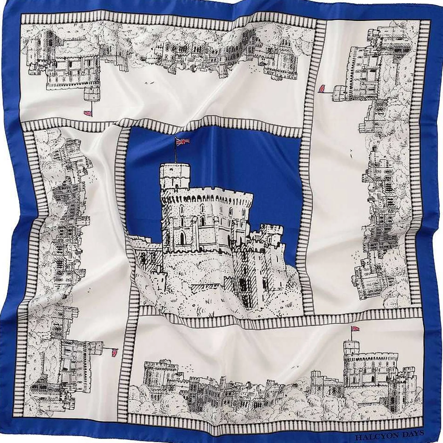 Windsor Castle Blue Silk Scarf | Halcyon Days