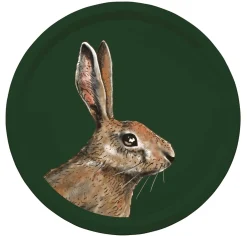 Woodland Wildlife Hare Round Birchwood Tray