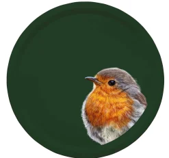 Woodland Wildlife Robin Round Birchwood Tray