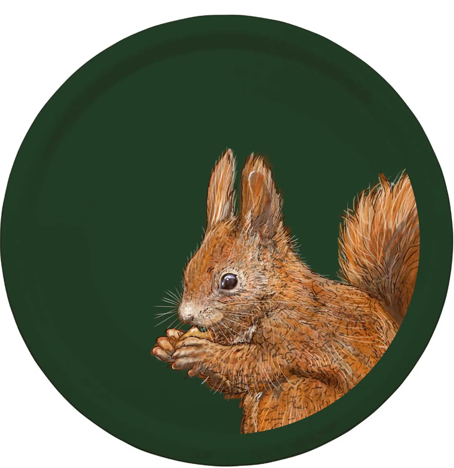 Woodland Wildlife Squirrel Round Birchwood Tray